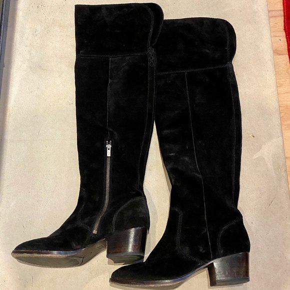 FRYE SUEDE CLARA BLACK OVER THE KNEE BOOTS - Picture 2 of 7
